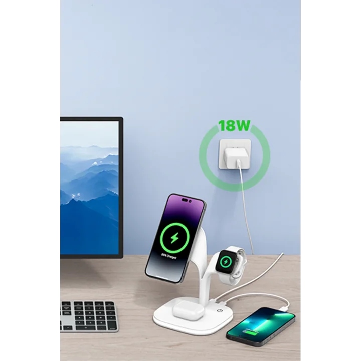 Mey İthalat®  YM-UD22 Kablosuz Şarj Masaüstü Set - Yeşil