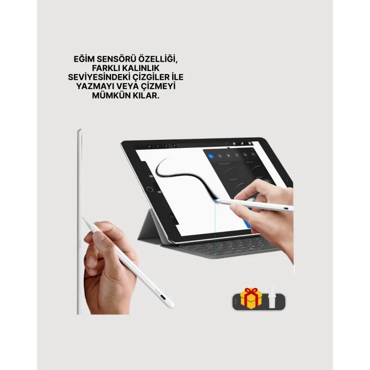 Mey İthalat® Yüksek Hassasiyetli Eğim Sensörlü Dijital Kalem – USB-C Hızlı Şarjlı