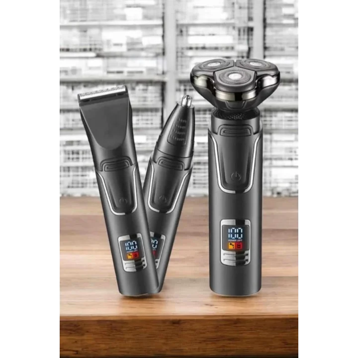 Mey İthalat® Yüksek Performanslı 3 Başlıklı Profesyonel Tıraş Makinesi