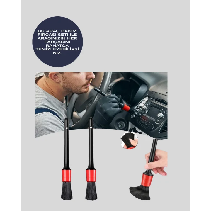 Mey İthalat® Yumuşak Kıllı Araç Bakım Fırça Takımı