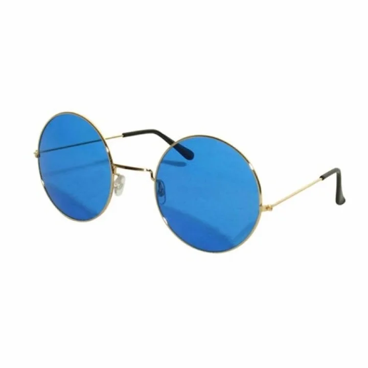 Mey İthalat® Yuvarlak Cam John Lennon Tarzı Gold Çerçeveli Mavi Gözlük