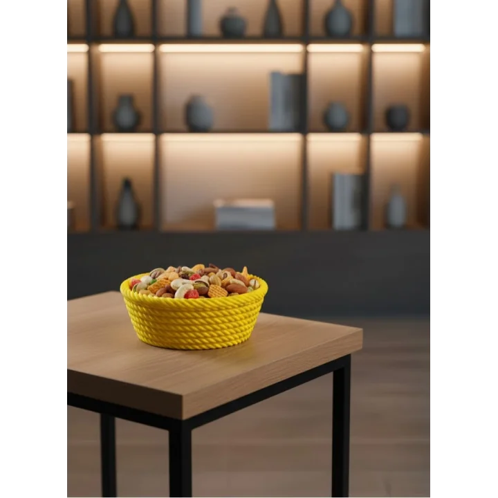 Mey İthalat® Yuvarlak Çerezlik Sarı Şık Tasarım ve Kompakt Boyut