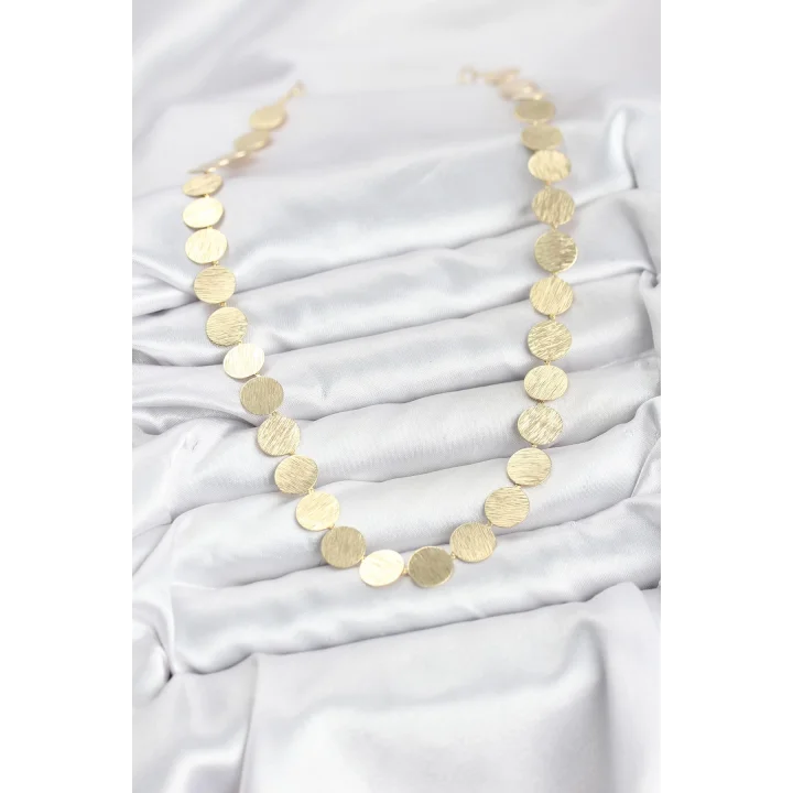Mey İthalat® Yuvarlak Plaka Model Gold Renk Kadın Kolye