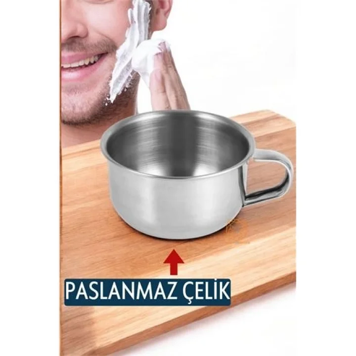 Mey İthalat® Paslanmaz Çelik Tıraş Tası Sabun Köpürtme Kasesi