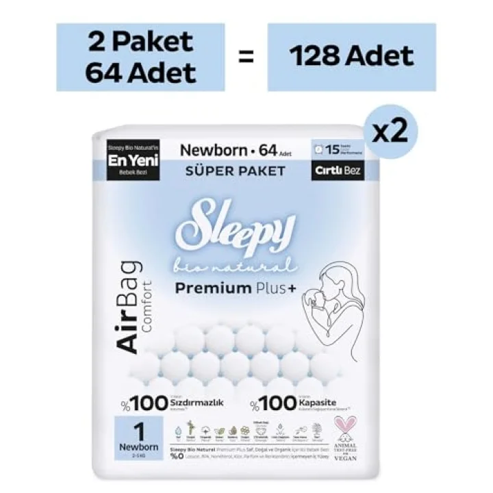 Bio Natural Premium Plus Airbag Comfort Avantaj Paketi Bebek Bezi 1 Numara Newborn 128 Adet