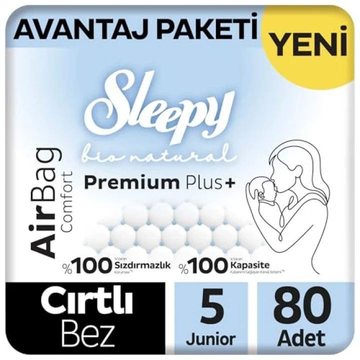 Bio Natural Premium Plus Airbag Comfort Avantaj Paketi Bebek Bezi 5 Numara Junior 80 Adet
