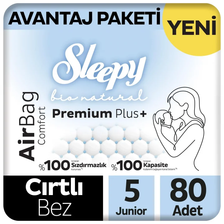 Bio Natural Premium Plus Airbag Comfort Avantaj Paketi Bebek Bezi 5 Numara Junior 80 Adet