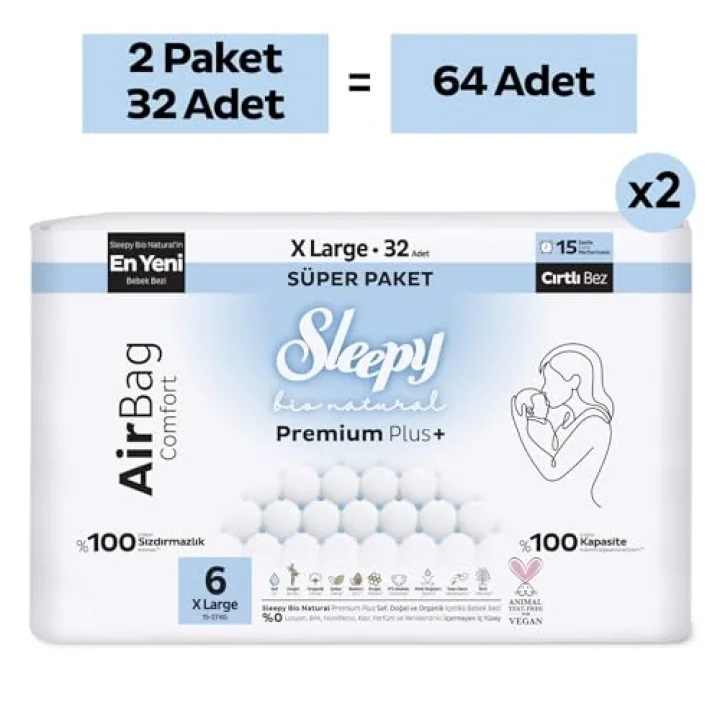 Bio Natural Premium Plus Airbag Comfort Avantaj Paketi Bebek Bezi 6 Numara Xlarge 64 Adet