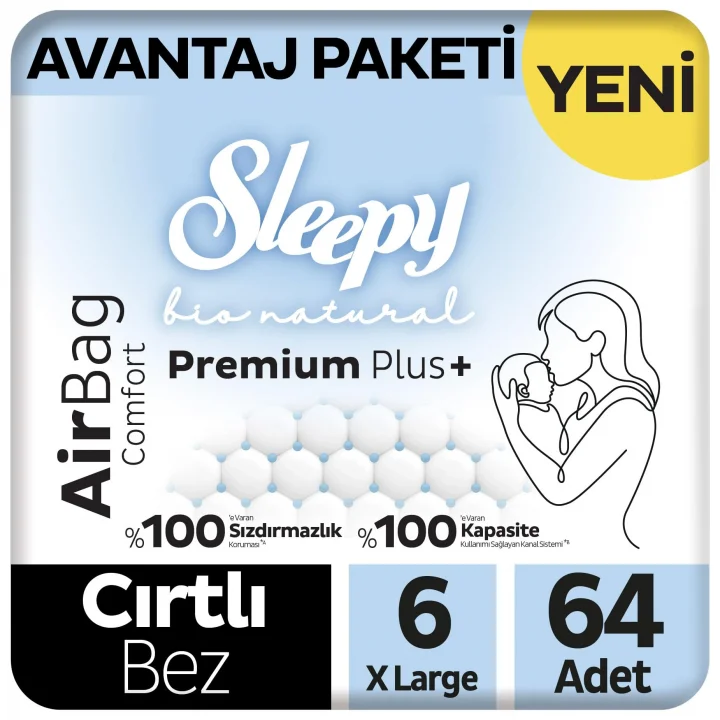 Bio Natural Premium Plus Airbag Comfort Avantaj Paketi Bebek Bezi 6 Numara Xlarge 64 Adet