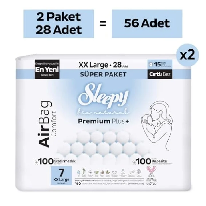 Bio Natural Premium Plus Airbag Comfort Avantaj Paketi Bebek Bezi 7 Numara Xxlarge 56 Adet