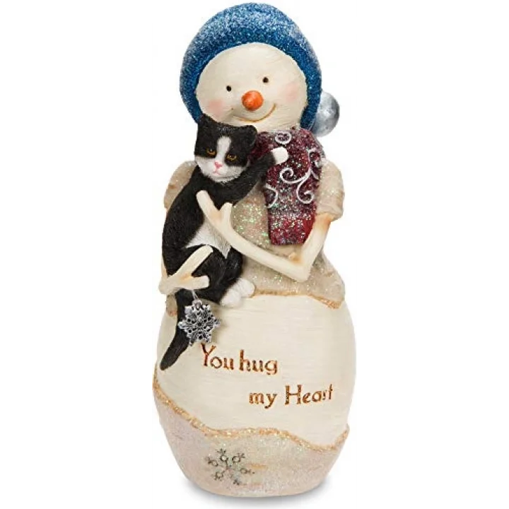 Birchhearts HUG My Heart kardan adam figürü, Kedi, 12,7 cm beyaz