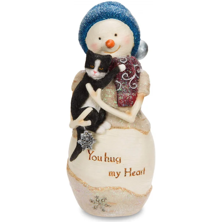 Birchhearts HUG My Heart kardan adam figürü, Kedi, 12,7 cm beyaz