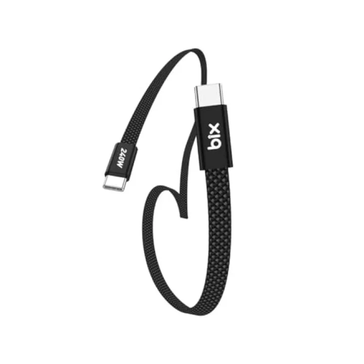 Bix T5CC-BK Siyah 1 Metre 240W Type-C to Type-C Örgülü Hızlı Şarj ve Data Kablosu, 480Mbps 240W Type C Turbo Şarj Kablosu, (Tüm Type C Telefon ve Tabletlerle Uyumludur) (Max 48V 5A)