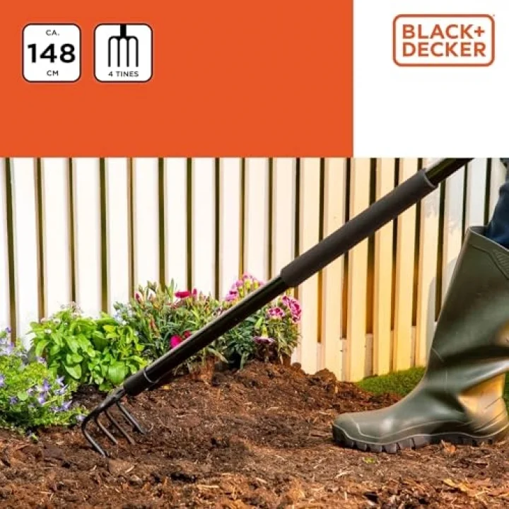 Black&Decker BXGTTO7007 Bahçe Tırmığı148 cm Siyah-Turuncu