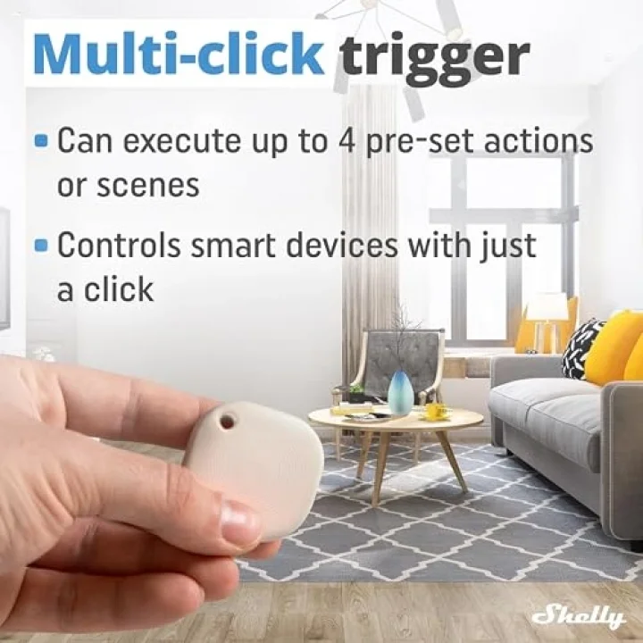 Blu Button Tough Ivory – Smart Scene Bluetooth tuşu, ev otomasyonu, IP54 sertifikalı, uzun menzil (10 – 30 m), çoklu tıklama etkinleştirme, ağ geçidi gerekli, BTHome protokolü