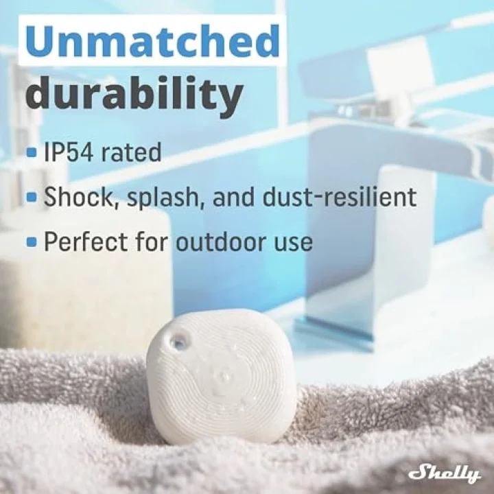 Blu Button Tough Ivory – Smart Scene Bluetooth tuşu, ev otomasyonu, IP54 sertifikalı, uzun menzil (10 – 30 m), çoklu tıklama etkinleştirme, ağ geçidi gerekli, BTHome protokolü
