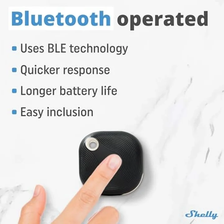 Blu Button Tough Siyah | Bluetooth kontrollü akıllı düğme | Cihazları kısma, açma ve kapatma ve sahneleri etkinleştirme, ev otomasyonu | Koruma sınıfı IP54 | iOS Android uygulaması