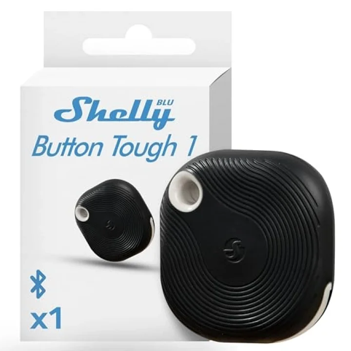 Blu Button Tough Siyah | Bluetooth kontrollü akıllı düğme | Cihazları kısma, açma ve kapatma ve sahneleri etkinleştirme, ev otomasyonu | Koruma sınıfı IP54 | iOS Android uygulaması