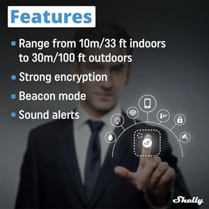 Blu Button Tough Siyah | Bluetooth kontrollü akıllı düğme | Cihazları kısma, açma ve kapatma ve sahneleri etkinleştirme, ev otomasyonu | Koruma sınıfı IP54 | iOS Android uygulaması