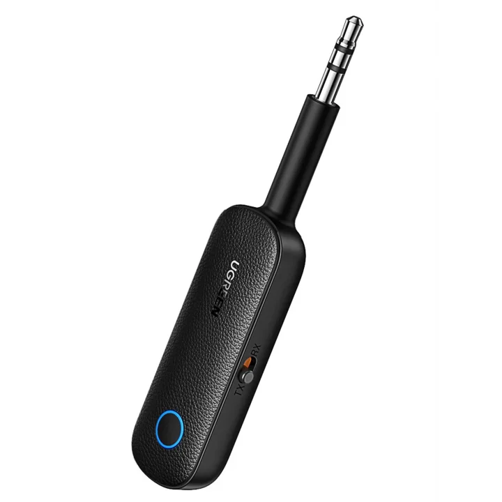Bluetooth 5.0 Verici 3.5mm Jack ve Dahili Mic Araç Mikrofon Bluetooth Adaptörü ile 2si 1 Arada Alıcı Siyah