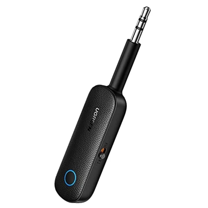 Bluetooth 5.0 Verici 3.5mm Jack ve Dahili Mic Araç Mikrofon Bluetooth Adaptörü ile 2si 1 Arada Alıcı Siyah