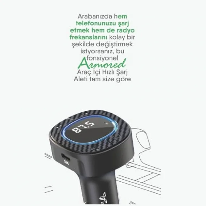 Bluetooth FM Transmitter USB Destekli Araç Şarjı