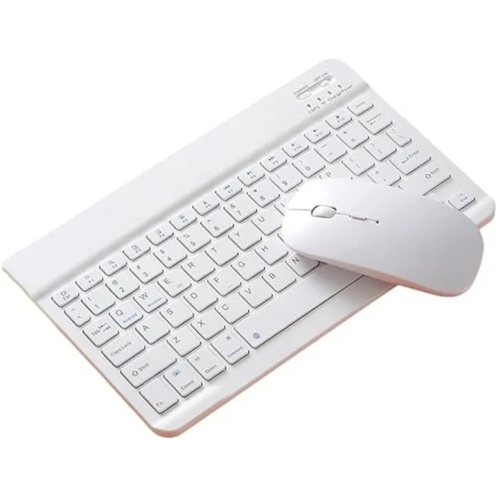 Bluetooth Ios Ipad Android Windows Uyumlu Klavye Mouse Seti - Sessiz - Şarjlı - Combo - Ultra İnce - Türkçe - Kablosuz Beyaz