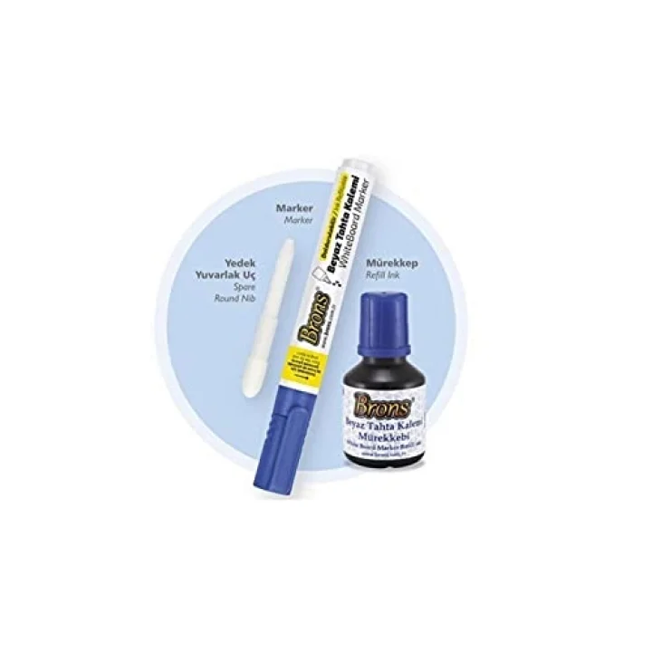 Board Marker Set Mavi (Kalem + Mürekkep + Yedek Uç) [BR-9551]