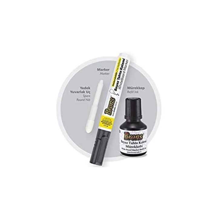Board Marker Set Siyah (Kalem + Mürekkep + Yedek Uç) [BR-9550]