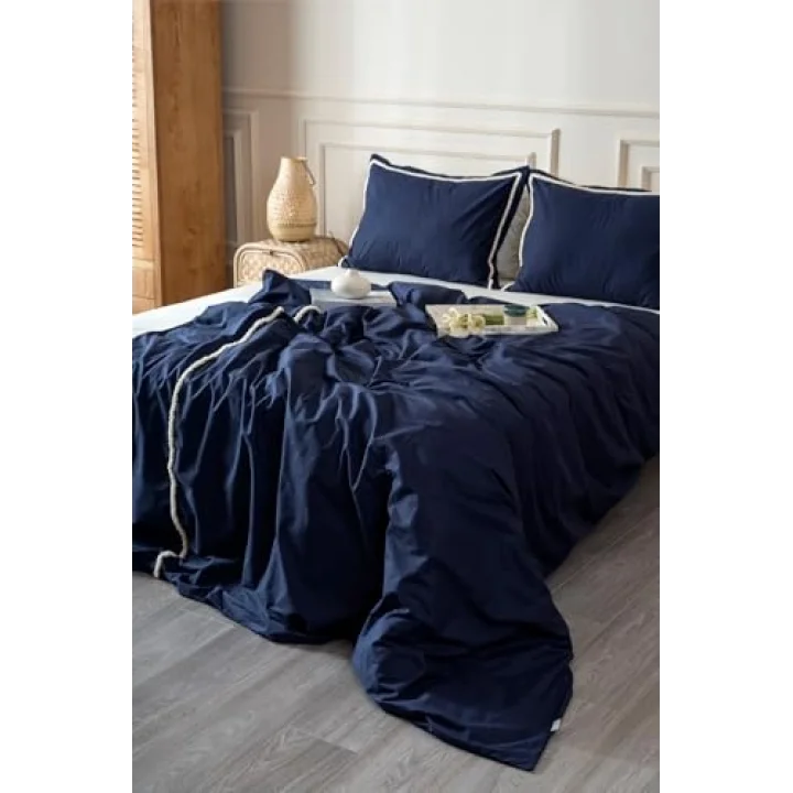Boho Saçaklı Mavi Nevresim Takımı Çift Kişilik 200 x 220 7031A