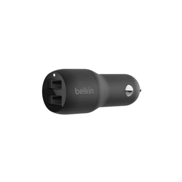 Boost Charge Çift Bağlantı Noktalı 24 W Araç Şarjı, iPhone ve Android telefon uyumlu, Siyah, CCB001btBK