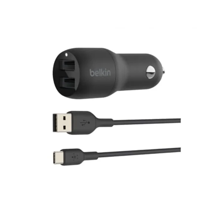 Boost Charge Çift USB Araç Şarj Cihazı 24 W + USB-A - USB-A kablosu (Çift USB-A Bağlantı Noktalı Şarj Cihazı)