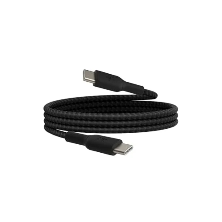 Boost Charge Örgülü USB-C, Hızlı Şarj Cihazı, USB-C Şarj Kablosu, iPhone 16, 15, Samsung Galaxy S24, S23, Pixel, iPad, MacBook, Nintendo ve Daha Fazlası için Hızlı Şarj, 1 Metre, Siyah