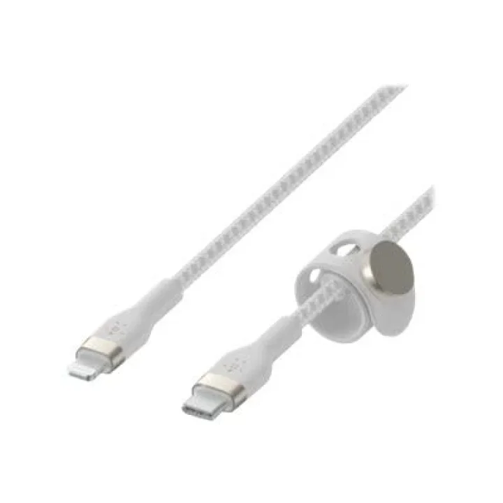 BoostCharge Pro Flex örgülü USB-C/Lightning kablosu, 1 m, MFI sertifikalı, 20 W, hızlı şarj için, PD Power Delivery ile, iPhone 14/14 Plus, 13, 12, Pro, Max, mini gibi cihazlar için, beyaz