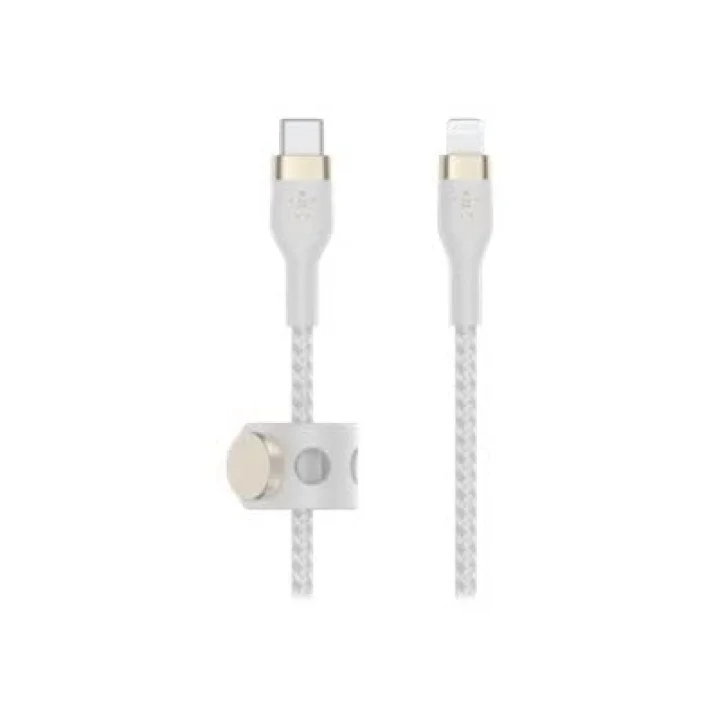BoostCharge Pro Flex örgülü USB-C/Lightning kablosu, 1 m, MFI sertifikalı, 20 W, hızlı şarj için, PD Power Delivery ile, iPhone 14/14 Plus, 13, 12, Pro, Max, mini gibi cihazlar için, beyaz