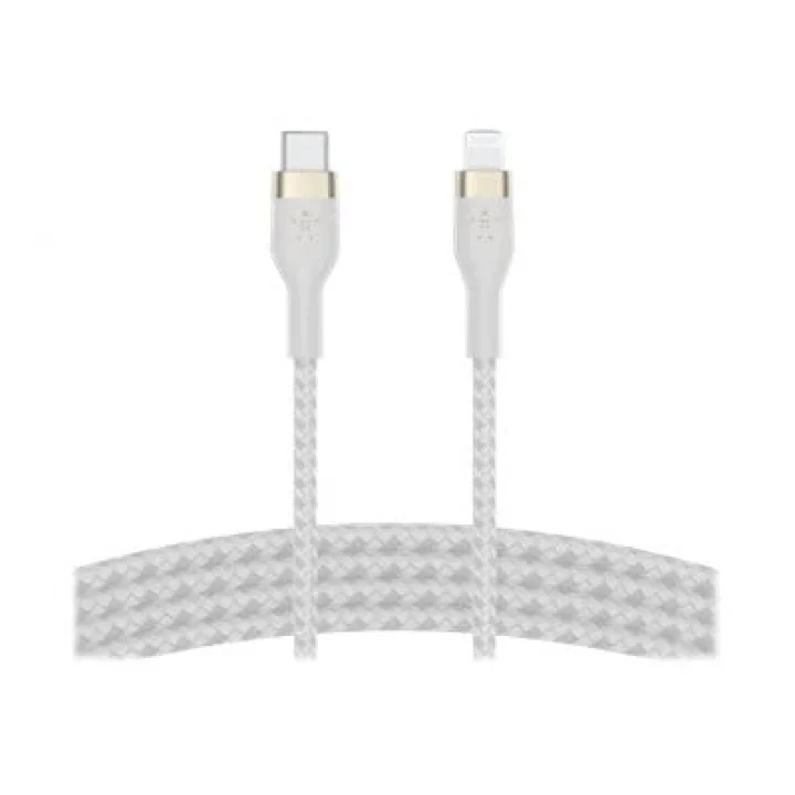 BoostCharge Pro Flex örgülü USB-C/Lightning kablosu, 1 m, MFI sertifikalı, 20 W, hızlı şarj için, PD Power Delivery ile, iPhone 14/14 Plus, 13, 12, Pro, Max, mini gibi cihazlar için, beyaz