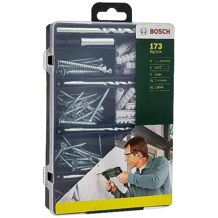 Bosch 2607019511 sabitleme için komple set, 173 adet, 4 uç