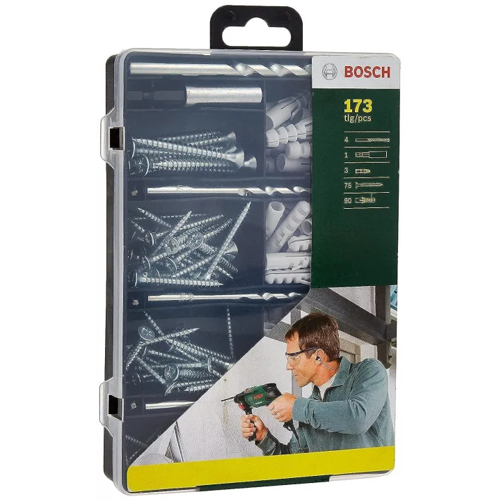 Bosch 2607019511 sabitleme için komple set, 173 adet, 4 uç