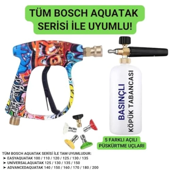 Bosch Aquatak Serisi ile Uyumlu 5 Nozzle Set Bosch Basınçlı Araç Yıkama Tabancası Seti Basınçlı Yıkama Makinesi Bear
