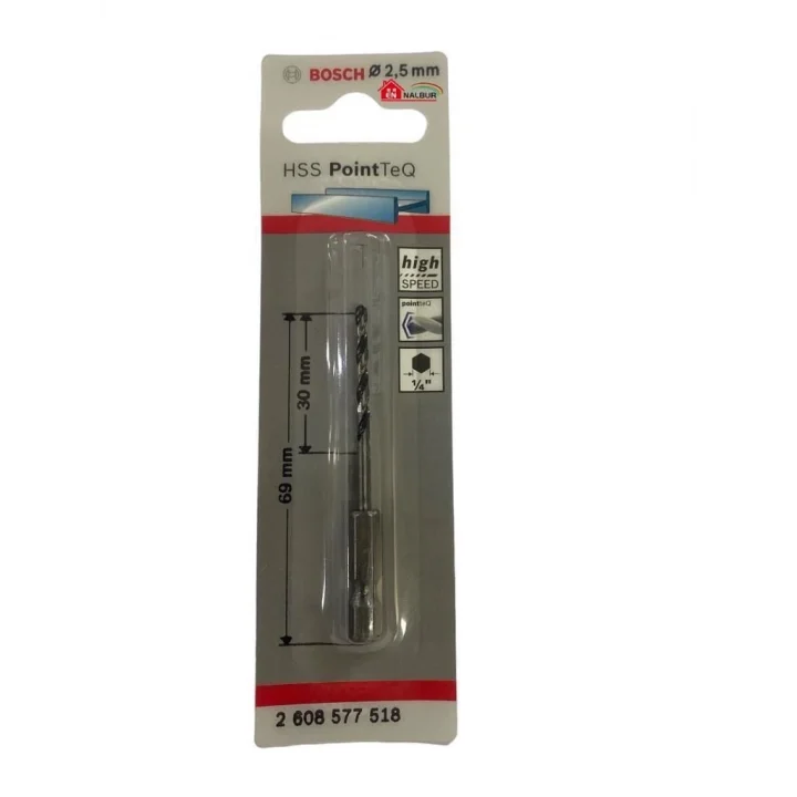 Mey İthalat® Bosch Pointteq Altıgen Şaftlı Hss Matkap Ucu 2,5 mm