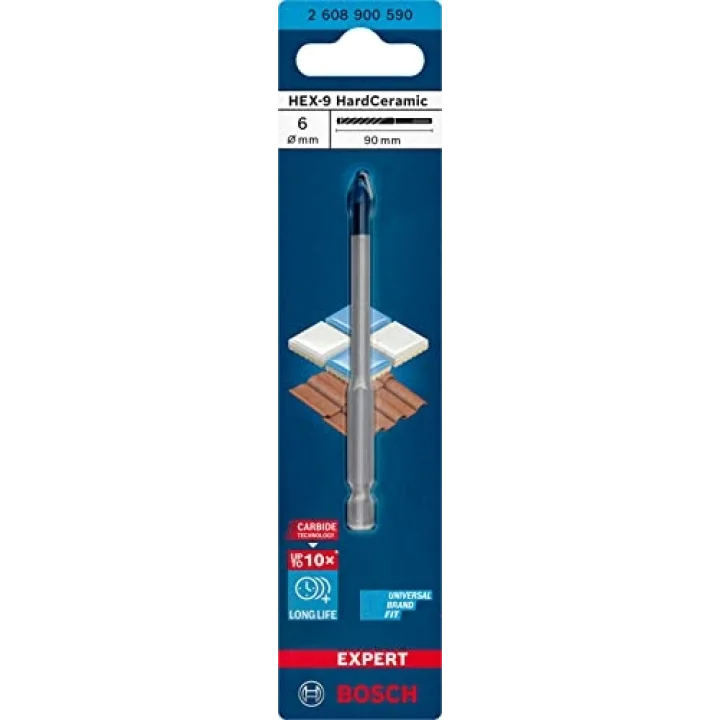 Bosch Professional 1x Expert HEX-9-HardCeramic Matkap Ucu (Sert fayanslar, Ø 6 mm, Aksesuar Döner Matkap/Vidalamalar)