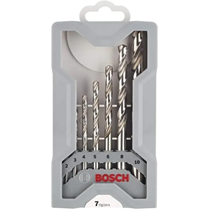 Bosch Professional 7 parça Mini X-Line metal matkap ucu seti (metal, HSS-G, taşlanmış, matkap aksesuarı) gri