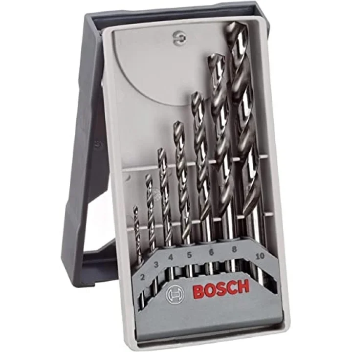 Bosch Professional 7 parça Mini X-Line metal matkap ucu seti (metal, HSS-G, taşlanmış, matkap aksesuarı) gri