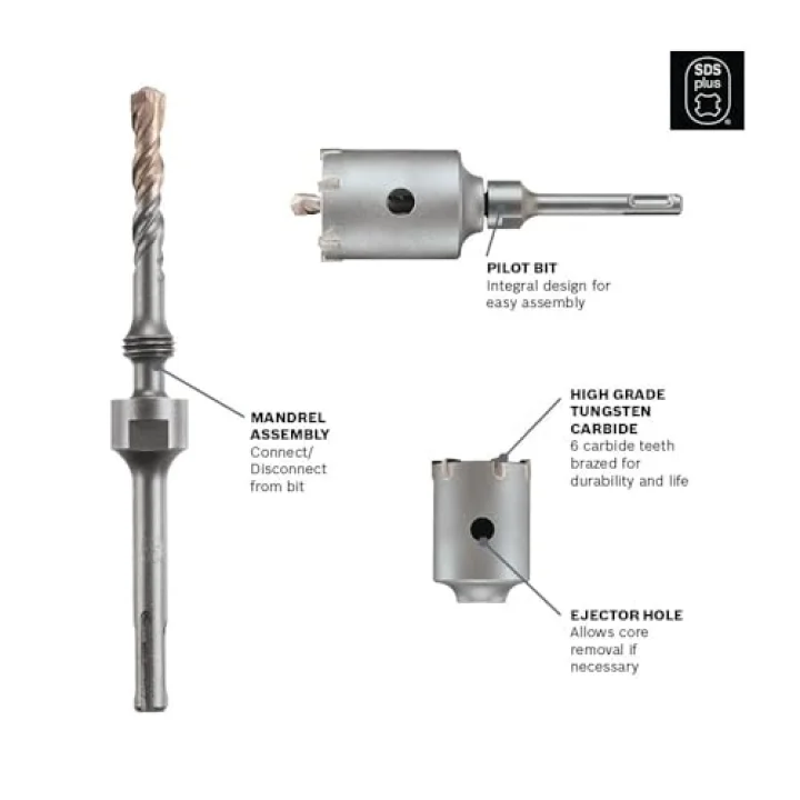 BOSCH T3915SC darbeli matkap ucu, ince duvarlı, 6,4 cm (2 9/16 inç), Sds-Plus Speedcore