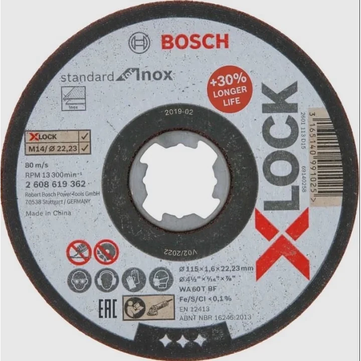 Mey İthalat® Bosch Xlock İnox Kesici 115X1X22,23 mm