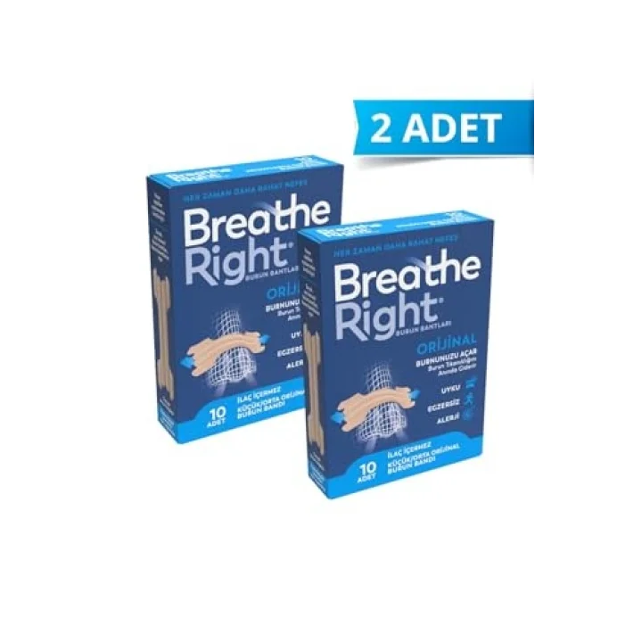 Breathe Right Burun Bandı Orijinal (Klasik) Küçük/Orta 10’Lu, 2 Kutu