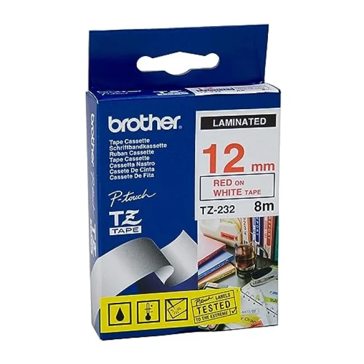 Brother - Brother P-Touch Tze-232 Tze-Tape 12Mm Beyaz Üzerin