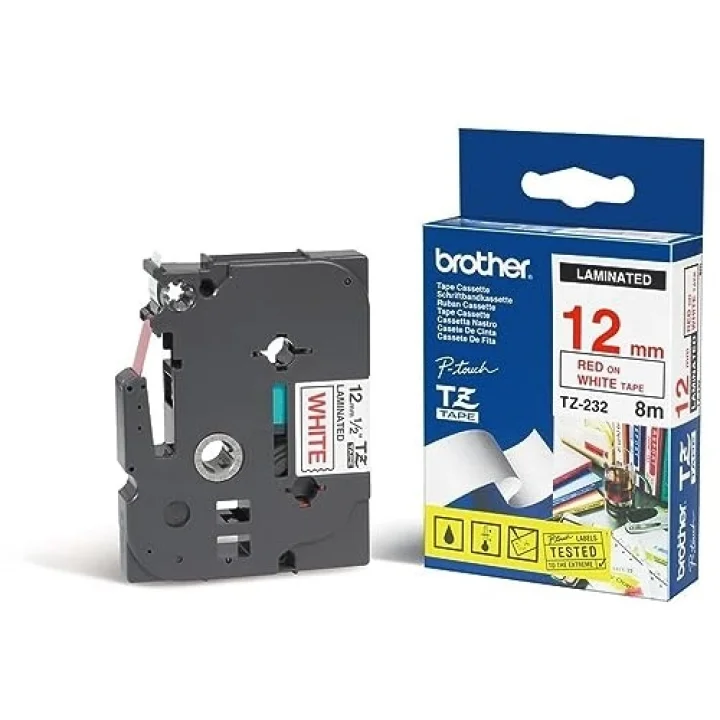 Brother - Brother P-Touch Tze-232 Tze-Tape 12Mm Beyaz Üzerin