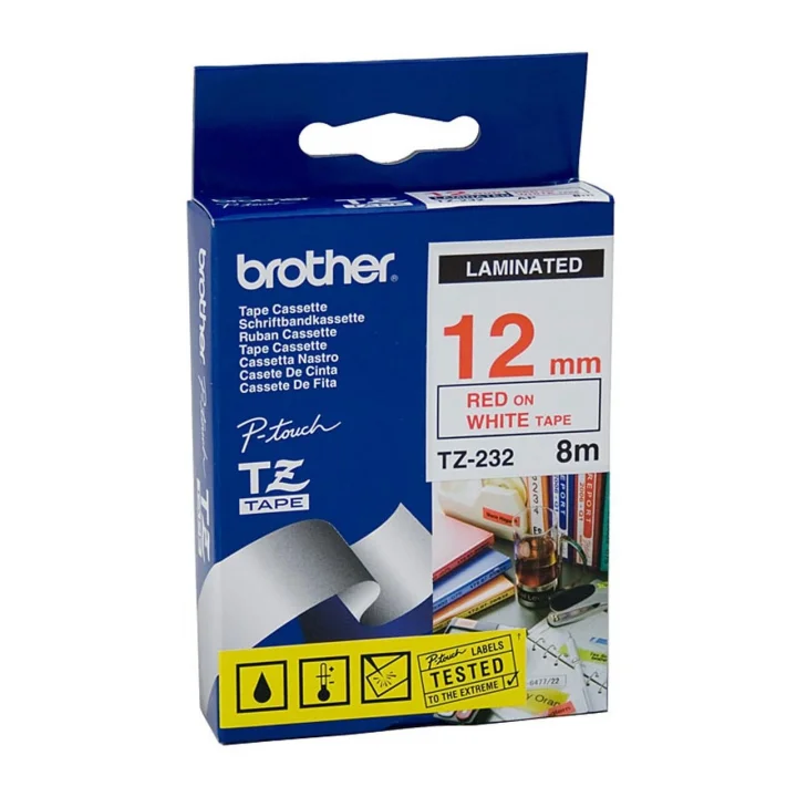 Brother - Brother P-Touch Tze-232 Tze-Tape 12Mm Beyaz Üzerin