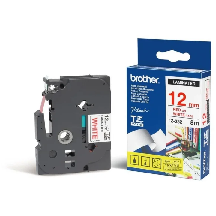 Brother - Brother P-Touch Tze-232 Tze-Tape 12Mm Beyaz Üzerin